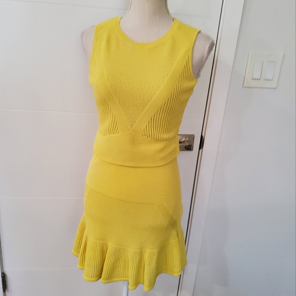 RACHEL Rachel Roy Yellow Knit Skirt Set Size S/XS